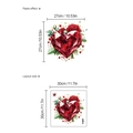Adesivo murale PVC cuore rubino rosso e rose per camera da letto decor 30x30cm - Cuore Diamante Rosso / 30x30cm