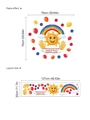 Detaillierte Größentabelle für Sonnen- und Regenbogenwandaufkleber mit Layout-Abmessungen - Weißer Kleber Cartoon Regenbogen Sonne (PB1211)