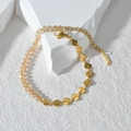 Ginkgo leaf bracelet with mother of pearl shell and champagne beads in 18K gold plated steel - Champagne Beads Shell Style (A Style)