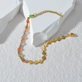 Elegant 18K gold plated stainless steel bracelet with ginkgo leaf and mother of pearl - Multi-Color Beaded Style (B Style)