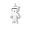 Brushed stainless steel boy pendant charm with modern minimalist cutout design - Boy Pendant-Steel Color