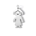 Polished silver stainless steel little girl pendant with pigtails for grandma necklace - Girl Pendant-Steel Color
