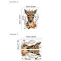 Watercolor deer wall sticker with flower crown, paste effect and layout dimensions - 30*60cm (No Bag)