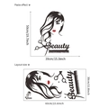 Adesivo murale Beauty con silhouette capelli lunghi e attrezzi salone, 50cm x 39cm - 30*60cm