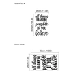 Detail of inspirational quote wall sticker showing layout size and paste effect dimensions - All Black Style (HMP6-1177) / 20cm x 50cm