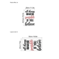 Detail showing 'all things ARE possible' wall sticker size specifications and layout - Black And Pink Style (HMP6-1179) / 20cm x 50cm