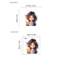 Cartoon girl with firework wall sticker layout for living room and bedroom decor - 30x30cm / Blue