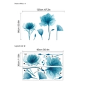 Blue X-ray flower wall decals for bedroom with artistic transparent floral design - 30x90cm / Blue