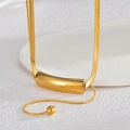 Minimalist 18K gold plated stainless steel curved tube pendant snake chain necklace - Mirror Polished Arc Style (OLBN2191)