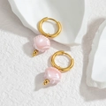 Boucles d'oreilles créoles en acier doré 18K avec pendentifs coquillage rose - Rose Clair (OLBE952-qianfen)