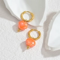 Créoles minimalistes en acier inoxydable doré 18 carats avec pendentif coquille orange - Rouge Orangé (OLBE952-juhong)