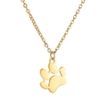 Detailed close-up of golden paw print pendant on a polished O-chain necklace - Single Paw Style