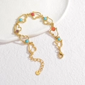 Pulsera bohemia de acero inoxidable dorado con eslabones de corazón y cuentas de colores - Pulsera-Estilo Corazón (B1147-aixin)
