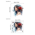 Wandtattoo Porträt Frau Aquarell mit roten Rosen Wandaufkleber 40x40cm Größe - HMP6-1350/40*40cm*1 Blatt (Kein Beutel) / Blau