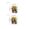 Colorful girl with feather headdress wall sticker layout size and paste effect display - 40x40cm / Exotic Portrait Pattern (HMX6-647) / Yellow