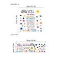 Stickers muraux taches arc-en-ciel et citations montrant la disposition et la taille - 13P39-B36/30*90cm*1 Feuille (Sans Sac) / Éclaboussure Colorée Arc-en-ciel (Rouge)