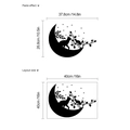 Cartoon cats on moon wall decal with stars and floral silhouette for home decor - 40*40cm / Black