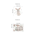 Easter bunny wall sticker with flower crown and green leaves decor 108x108cm size - HMH7-3-69 Style / Brown