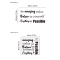 Detailansicht der Motivations-Wandtattoos mit Layout und kompakten Bogenmaßen - be amazing today / Believe in yourself / Anything is Possible Stil