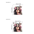 Fashion girl wall sticker with pink flowers and sunglasses for bedroom home decor - 40*40cm (Without Bag) / Pink
