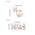 Gender reveal 'He or She?' wall stickers for party decor, size 55.2cm x 54.7cm - 30x70cm / Gold