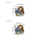 Vinilo decorativo de niña y lavanda con dimensiones y vista previa de instalación - 40*40cm*1 Hoja (Sin Bolsa) / Púrpura/Verde