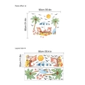 Pegatinas de pared de playa con cocoteros y sillas para decoración de sala de estar - Tema de Playa en Acuarela (14Z9-C9) / Color Acuarela