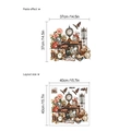 Vintage butterfly floral clock wall stickers for living room decor with retro rose elements - 40x40cm / Brown