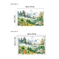 Adesivo murale acquerello con montagne e fiori per decorazione interni, 85x56cm - Stile Floreale Paesaggio Acquerello (10Y9-C3)