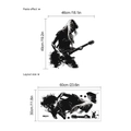 Adesivo murale silhouette ragazza con chitarra, decorazione in PVC nero per casa - 1 Foglio / Nero