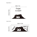 Cartoon monster wall sticker with Forget to wash text for bathroom toilet decoration - Peeking Monster Style (10Y1-A19) / 30cmx12cm / Black
