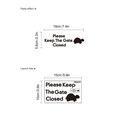 Cartel de PVC adhesivo con texto Please Keep The Gate Closed e icono de tortuga - 10*15cm (1 Hoja) / Negro