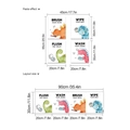 Stickers muraux dinosaures pour salle de bain montrant dimensions et disposition - 30x90cm (1 Feuille) / Orange