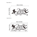 Halloween witch and bat silhouette wall sticker set with Happy Halloween lettering decor - 30x60cm x 1 Sheet / Black