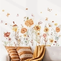 Böhmische Aquarell-Wandtattoos mit Sonnenblumen und Schmetterlingen fürs Wohnzimmer - Oranger Stil / Orange