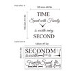 Family Time inspirational wall sticker with clock hand design in black art font - Family Quote (30x120cm x 2 Sheets, Without Frame) / Black