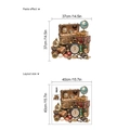 Adesivi murali vintage in PVC con orologio, mappamondo e dimensioni dettagliate - 40x40cm / Marrone