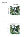 Details zur Wandtattoo-Größe mit tropischem Wasserfall und Klebeanleitung auf Weiß - Tropischer Regenwald Wasserfall (14Z4-D45)