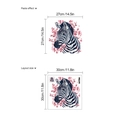 Realistic zebra with pink flowers wall sticker, 30x30cm self-adhesive PVC decal for decor - 30x30cm / Black