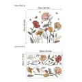 Detailed size guide for bohemian wildflower wall stickers with layout and paste dimensions - Bohemian Wildflower Butterfly Style (PC330)