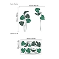 Detalle del adhesivo de pared hojas de monstera y dimensiones de diseño del producto - Estilo de Hoja de Monstera Verde Oscuro (13P39-B179)