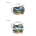 3D football wall sticker with broken wall effect for living room home decor self-adhesive PVC - 30x60cm * 2 Sheets / Green