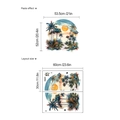 Detailed size layout and watercolor tropical landscape wall sticker dimensions - Tropical Sunset Style (10Y36-C34) / Green