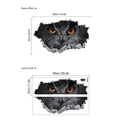 Layoutgröße und 3D Eule Wandtattoo-Effekt mit orangen Augen und Wanddurchbruch - 30*90cm*2 Blätter (Ohne Tasche) / Schwarz