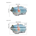Detail of pink flamingo wall stickers with 3D beach scenery and layout dimensions - 14Z39-C72 (30x90 x 2 Sheets) / Blue