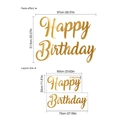 Dettagli dimensionali ed effetto posa dell'adesivo murale dorato Happy Birthday decoro - Stile PB314 (PB314) / Oro