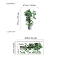 3D realistic monstera wall sticker showing both layout size and final paste effect - YB636/39*88.5