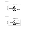 Black 'I CAN & I WILL' minimalist wall sticker with size dimensions 29x12cm - I CAN & I WILL (GJH185) / Black