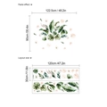 Muursticker met monstera bladeren en roze bloemen voor woonkamer decoratie - 10Y30120-C65 (30*120)