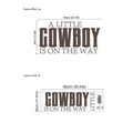 Sticker mural A Little Cowboy Is On The Way avec dimensions pour déco de fête - Marron Foncé (30*90)